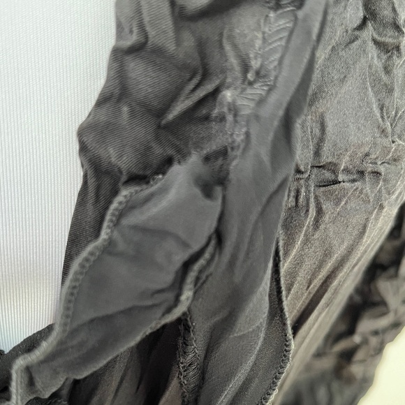 JOSEPH RIBKOFF Sheer Bell Sleeve Tie Front Black Jacket Crinkle High Low Ruffle - Picture 17 of 17